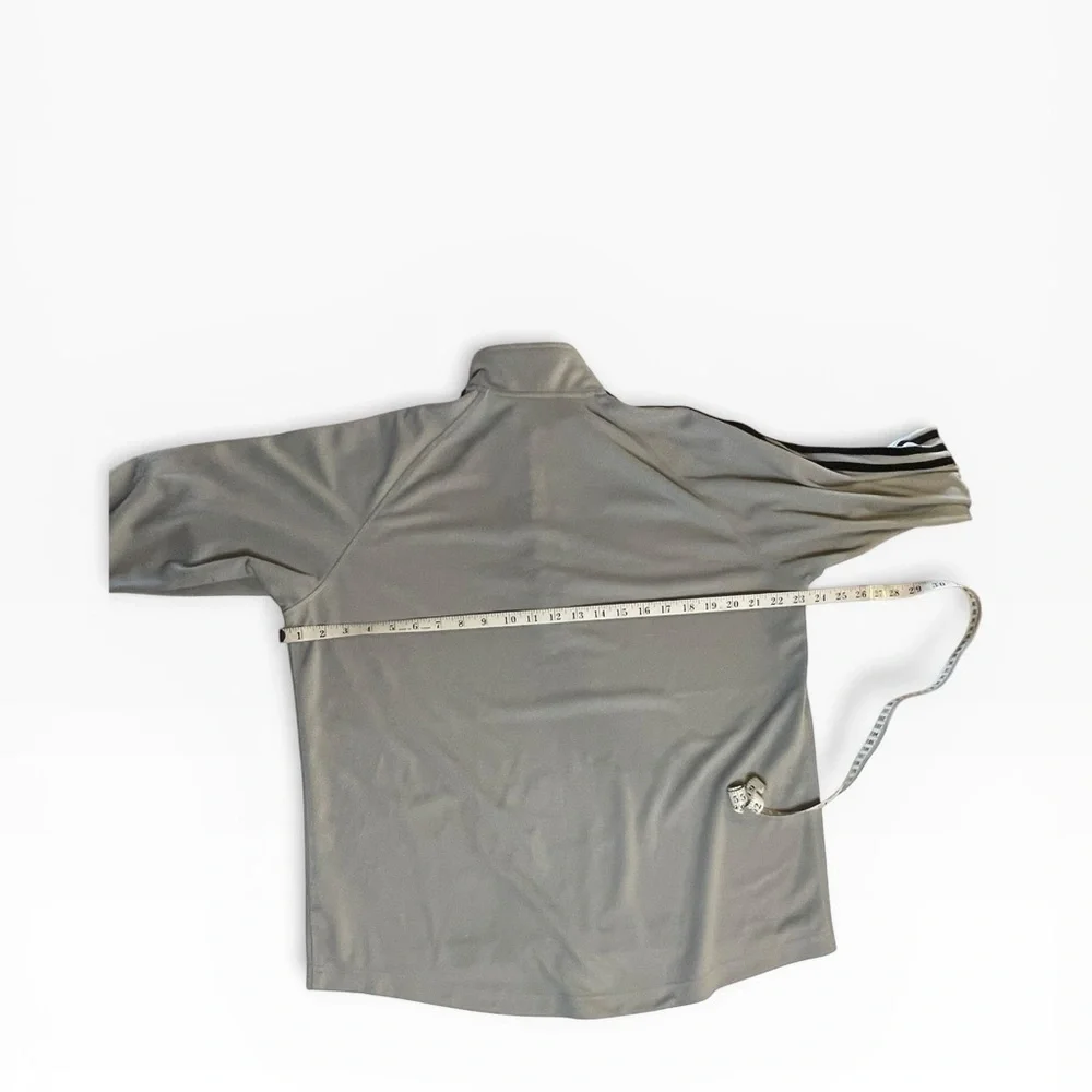 adidas Light Gray Short-Sleeve Quarter-Zip with Black Shoulder Stripes